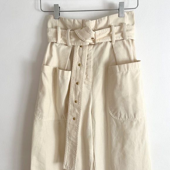 Caron Callahan Devon Pant highwaisted belted paperbag waist cotton 2 4 6 8 / S M - Picture 7 of 12